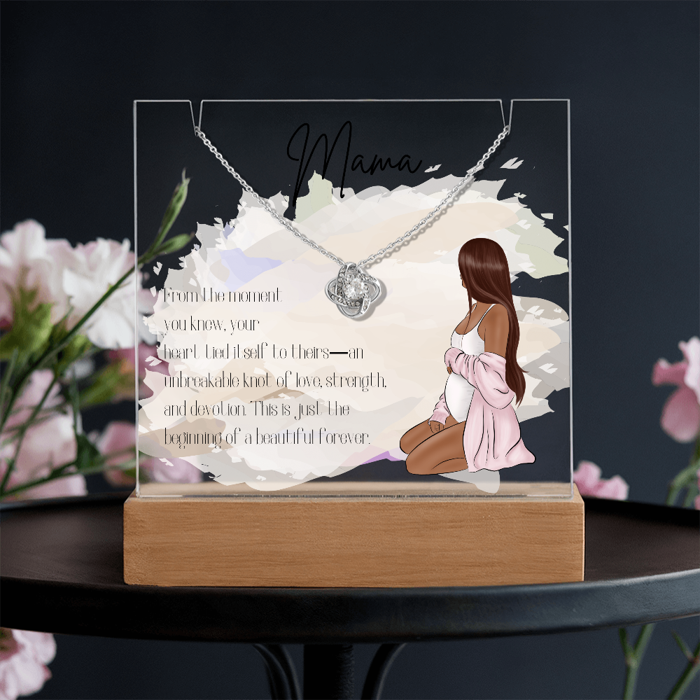 Mother to Be LED Acrylic Plaque with Love Knot Necklace