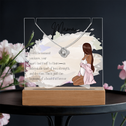 Mother to Be LED Acrylic Plaque with Love Knot Necklace