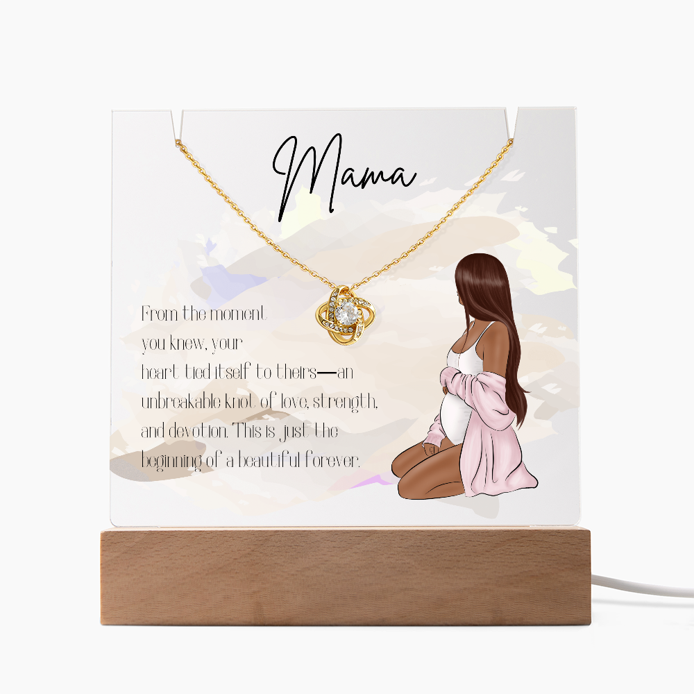 Mother to Be LED Acrylic Plaque with Love Knot Necklace