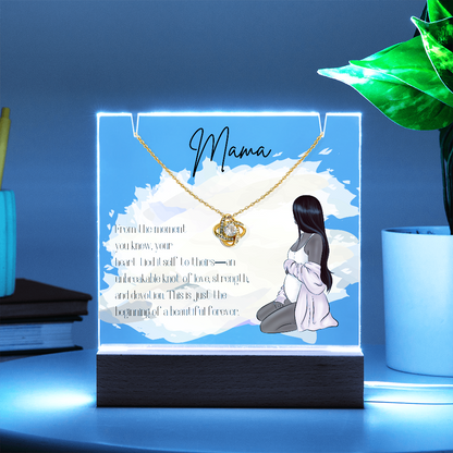Mother to Be LED Acrylic Plaque with Love Knot Necklace