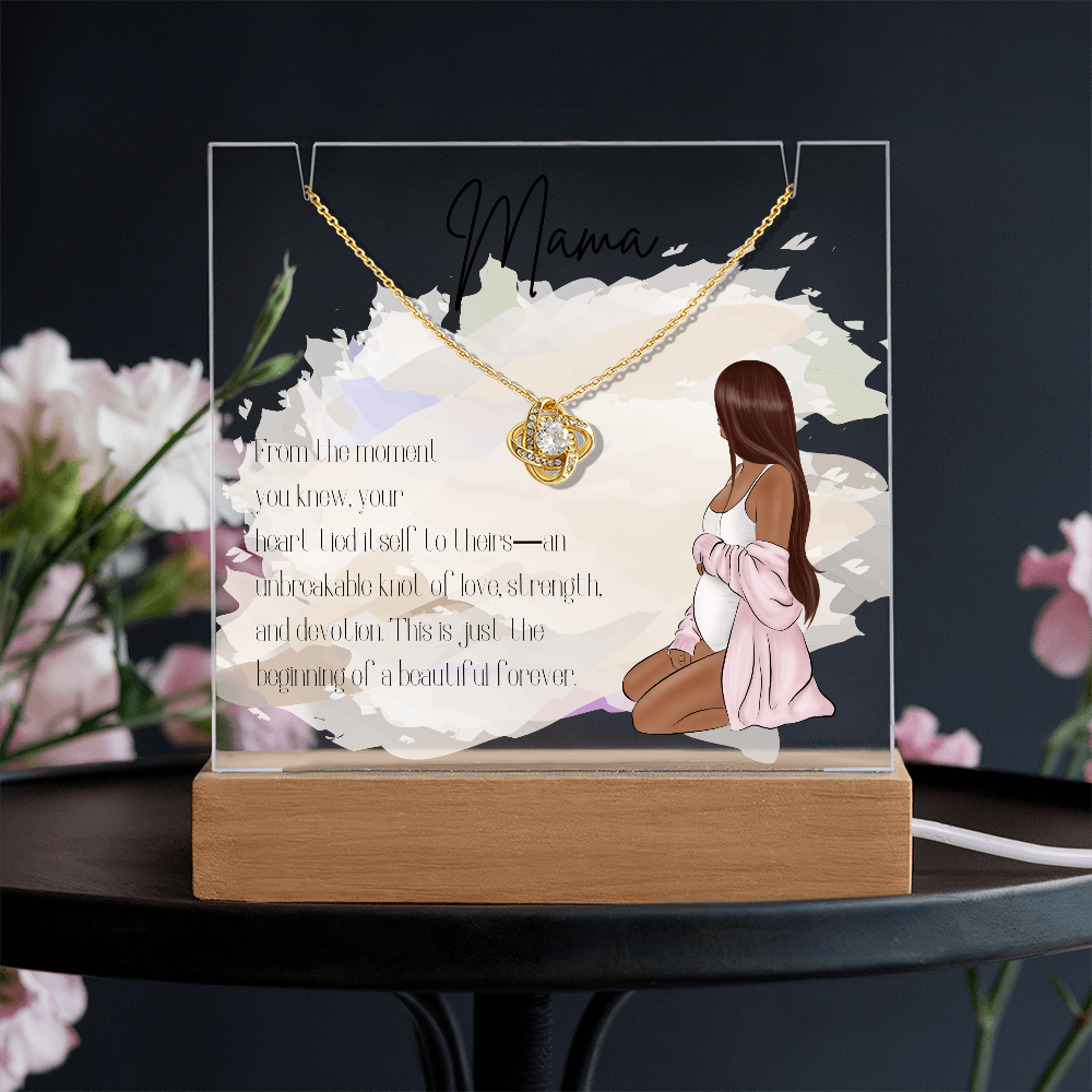 Mother to Be LED Acrylic Plaque with Love Knot Necklace