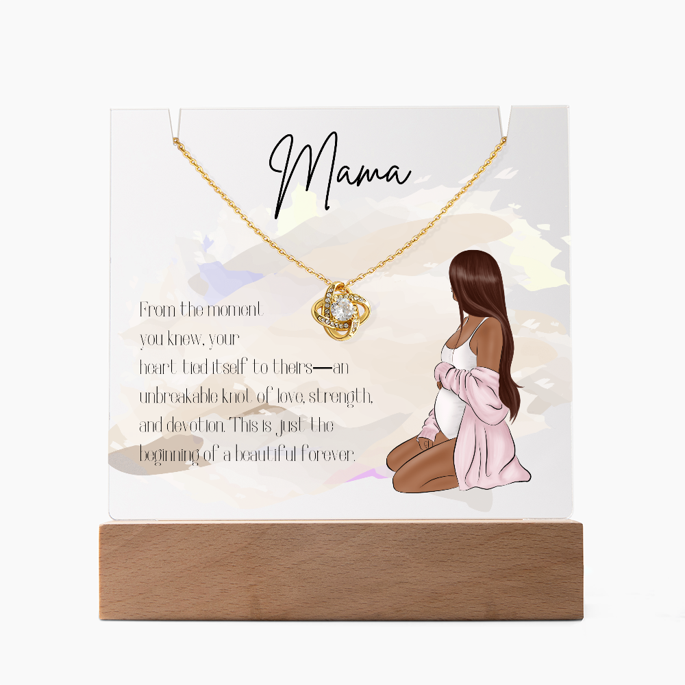 Mother to Be LED Acrylic Plaque with Love Knot Necklace