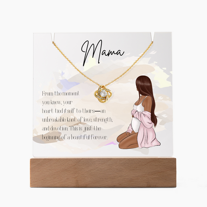 Mother to Be LED Acrylic Plaque with Love Knot Necklace
