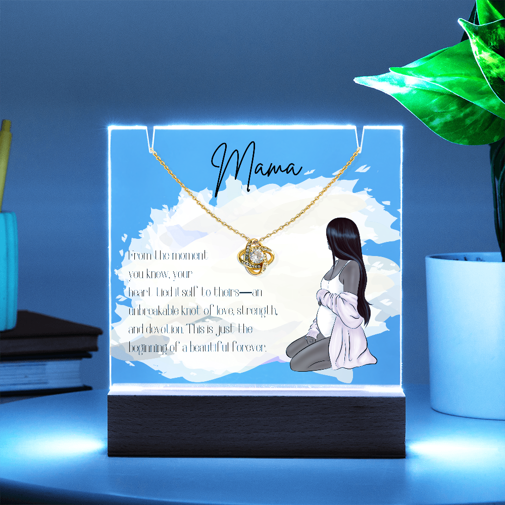 Mother to Be LED Acrylic Plaque with Love Knot Necklace