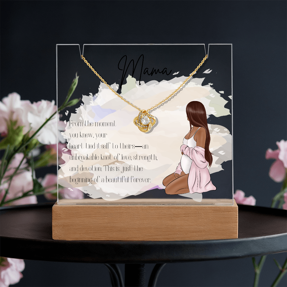 Mother to Be LED Acrylic Plaque with Love Knot Necklace