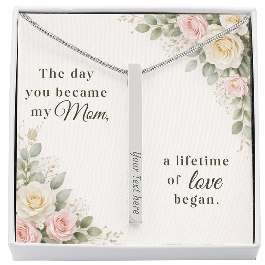 Birth Stats Engraved Stick Necklace – Custom 4-Sided Name & Date Bar Necklace – Mother's Day Gift for Mom or New Mom