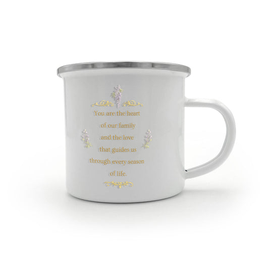 Dearest Mother Camping Mug – Vintage Floral Mom Gift – Wisteria Enamel Mug – Regency Style Mother's Day Coffee Cup