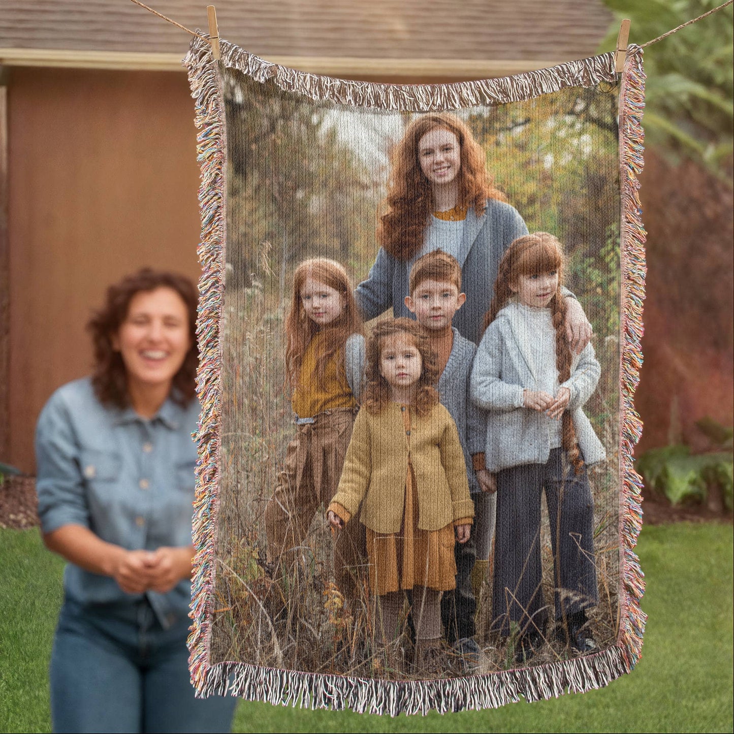Personalized Woven Photo Blanket for Mom or Grandma – Custom Heirloom Picture Throw Gift