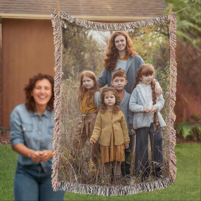 Personalized Woven Photo Blanket for Mom or Grandma – Custom Heirloom Picture Throw Gift
