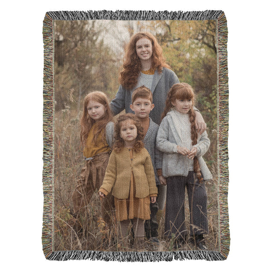 Personalized Woven Photo Blanket for Mom or Grandma – Custom Heirloom Picture Throw Gift