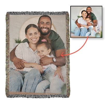 Personalized Woven Photo Blanket for Mom or Grandma – Custom Heirloom Picture Throw Gift