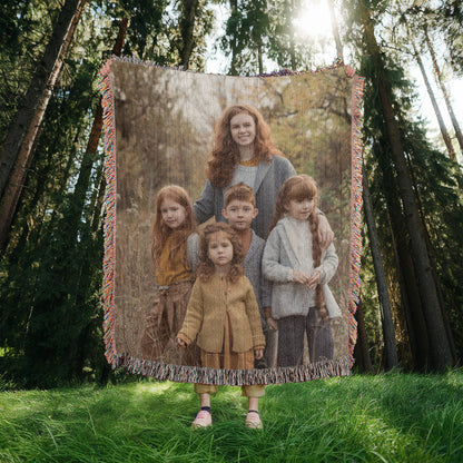 Personalized Woven Photo Blanket for Mom or Grandma – Custom Heirloom Picture Throw Gift