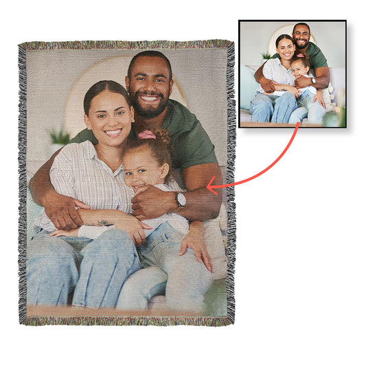 Personalized Woven Photo Blanket for Mom or Grandma – Custom Heirloom Picture Throw Gift
