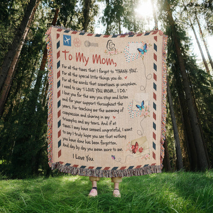 Heirloom Artwork Woven Blanket for Mom - 100% Cotton Keepsake with Heartfelt Message - Perfect Gift for Mother's Day, Birthdays, Anniversaries, or Special Occasions