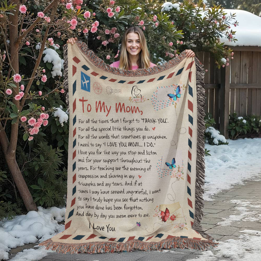 Heirloom Artwork Woven Blanket for Mom - 100% Cotton Keepsake with Heartfelt Message - Perfect Gift for Mother's Day, Birthdays, Anniversaries, or Special Occasions