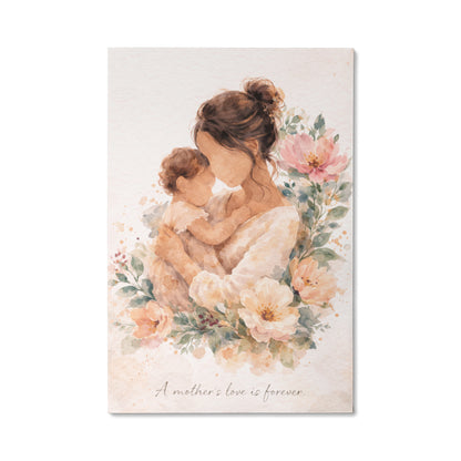 Fair Skin Mother and Child Watercolor Canvas Wall Art | Elegant Motherhood Artwork | Meaningful Mother's Day Gift