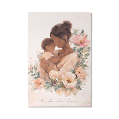 Light Skin Mother and Child Watercolor Canvas Wall Art | Elegant Motherhood Artwork | Meaningful Mother's Day Gift