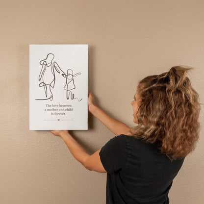 Minimalist Mother and Child Canvas Wall Art | Modern Line Drawing | Elegant Mother's Day Gift for Mom