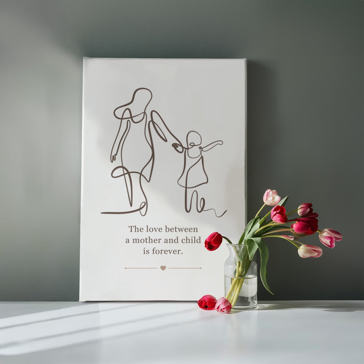 Minimalist Mother and Child Canvas Wall Art | Modern Line Drawing | Elegant Mother's Day Gift for Mom