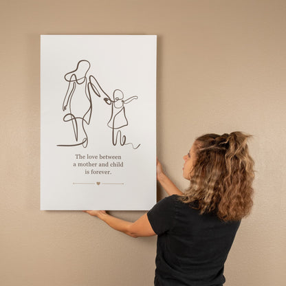 Minimalist Mother and Child Canvas Wall Art | Modern Line Drawing | Elegant Mother's Day Gift for Mom