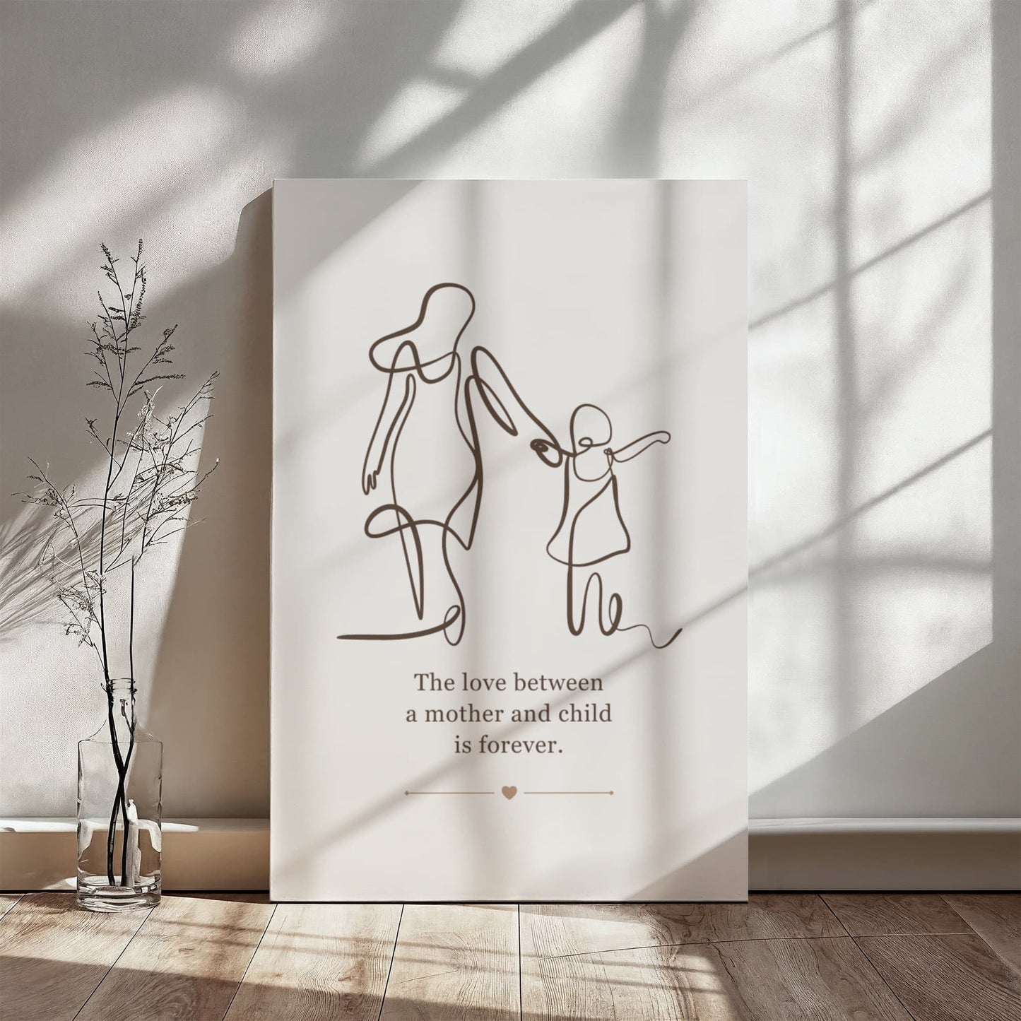 Minimalist Mother and Child Canvas Wall Art | Modern Line Drawing | Elegant Mother's Day Gift for Mom