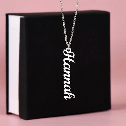 Personalized Vertical Name Necklace with Multiple Charms – Custom Script Names Gift for Mom