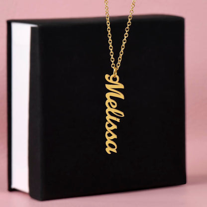 Personalized Vertical Name Necklace with Multiple Charms – Custom Script Names Gift for Mom