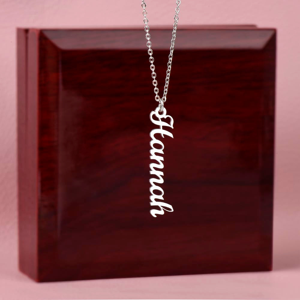 Personalized Vertical Name Necklace with Multiple Charms – Custom Script Names Gift for Mom