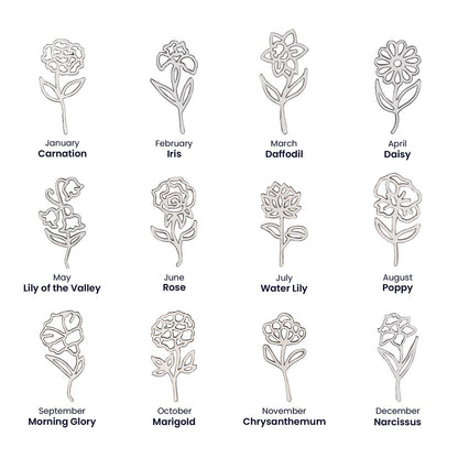 Personalized Birth Flower Name Necklace – Custom Vertical Signature Script Pendant Gift