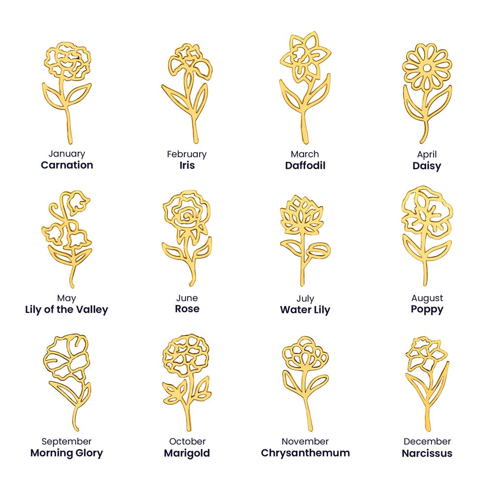 Personalized Birth Flower Name Necklace – Custom Vertical Signature Script Pendant Gift