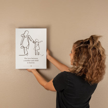 Minimalist Mother and Child Canvas Wall Art | Modern Line Drawing | Elegant Mother's Day Gift for Mom
