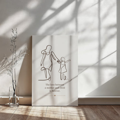 Minimalist Mother and Child Canvas Wall Art | Modern Line Drawing | Elegant Mother's Day Gift for Mom