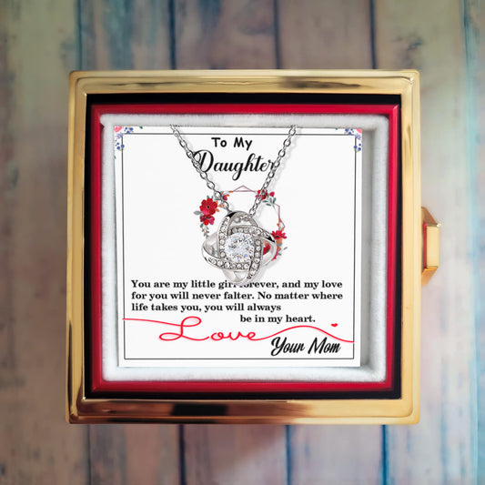 To My Daughter – Love Knot Necklace - You Will Always Be My Little Girl, Loved Beyond Words and Forever in My Heart