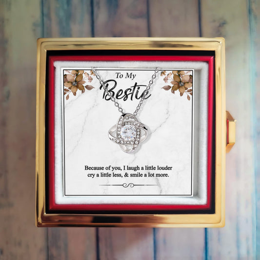 To My Bestie - The Perfect Gift of Love and Friendship | Love Knot Necklace for Best Friends Who Laugh, Love, and Stay Together Forever