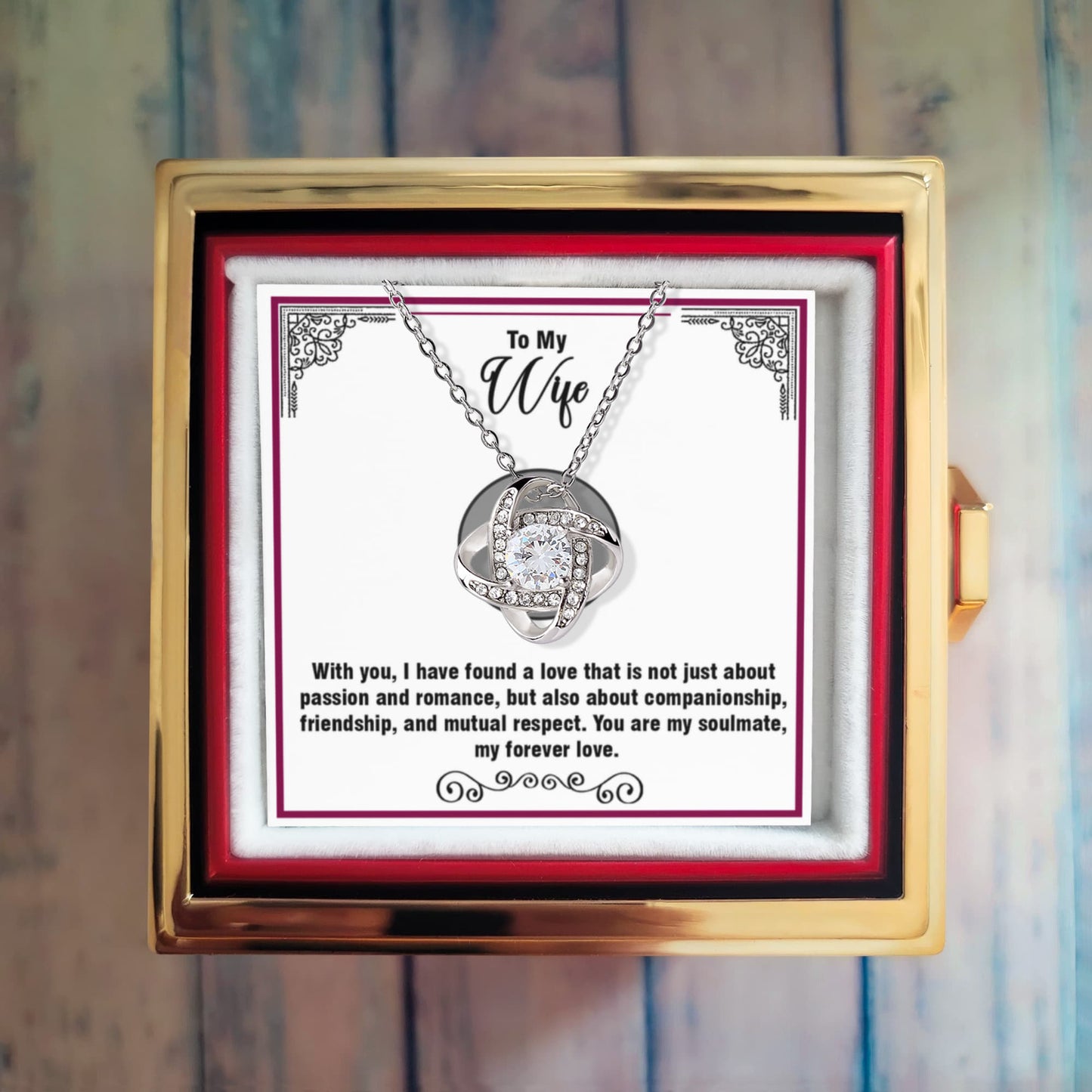 To My Wife – Soulmate Message Card Gift from Husband Celebrating Love, Friendship, and Lifelong Companionship – Romantic Jewelry Card for Her