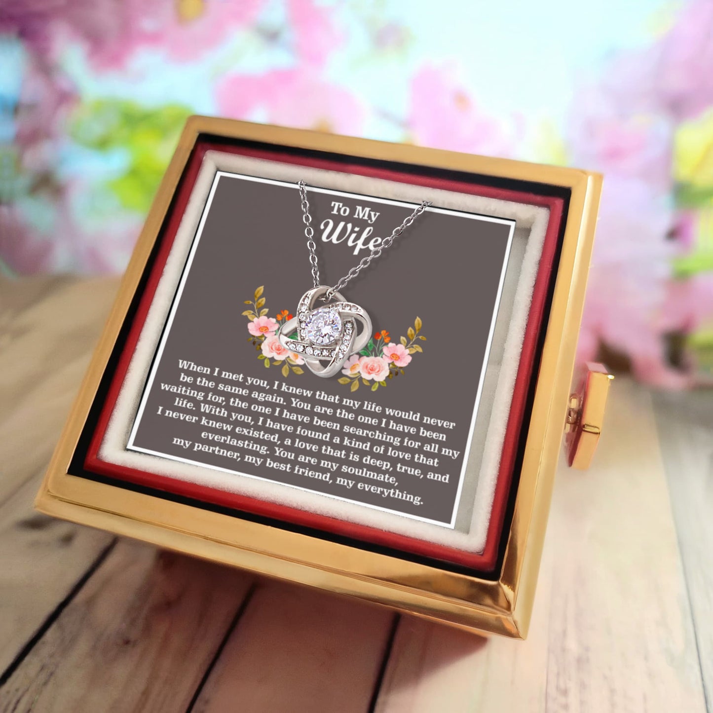 Love Knot Necklace, To My Wife – Meaningful Message Card for Wife from Husband – Never Forget How Special You Are to Me – Romantic Gift for Anniversary