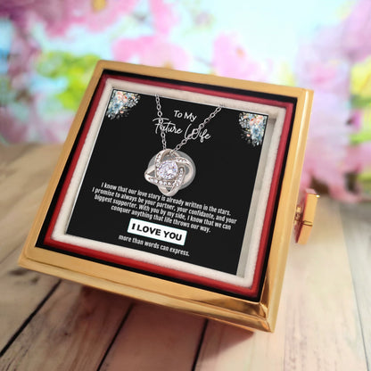 To My Future Wife,  Love Knot Necklace, Romantic Jewelry Message Card from the Man Waiting for You – A Gift of Love, Destiny, and Forever Commitment