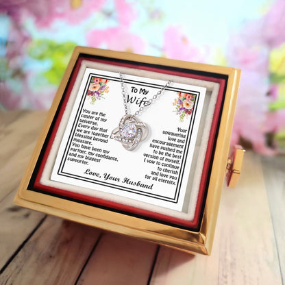 To My Beloved Wife – Love Knot Necklace - Sentimental Love Note from Husband – Meaningful Keepsake Gift – Perfect for Wife on Anniversary or Special Day
