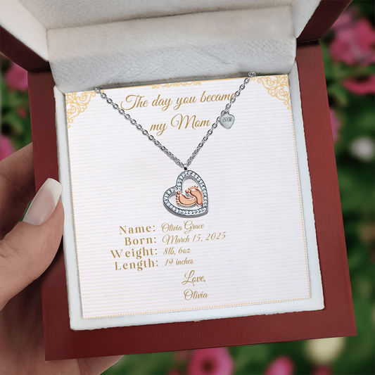 Personalized Baby Birth Stats Necklace – New Mom Gift, Push Present, First Mother's Day Keepsake