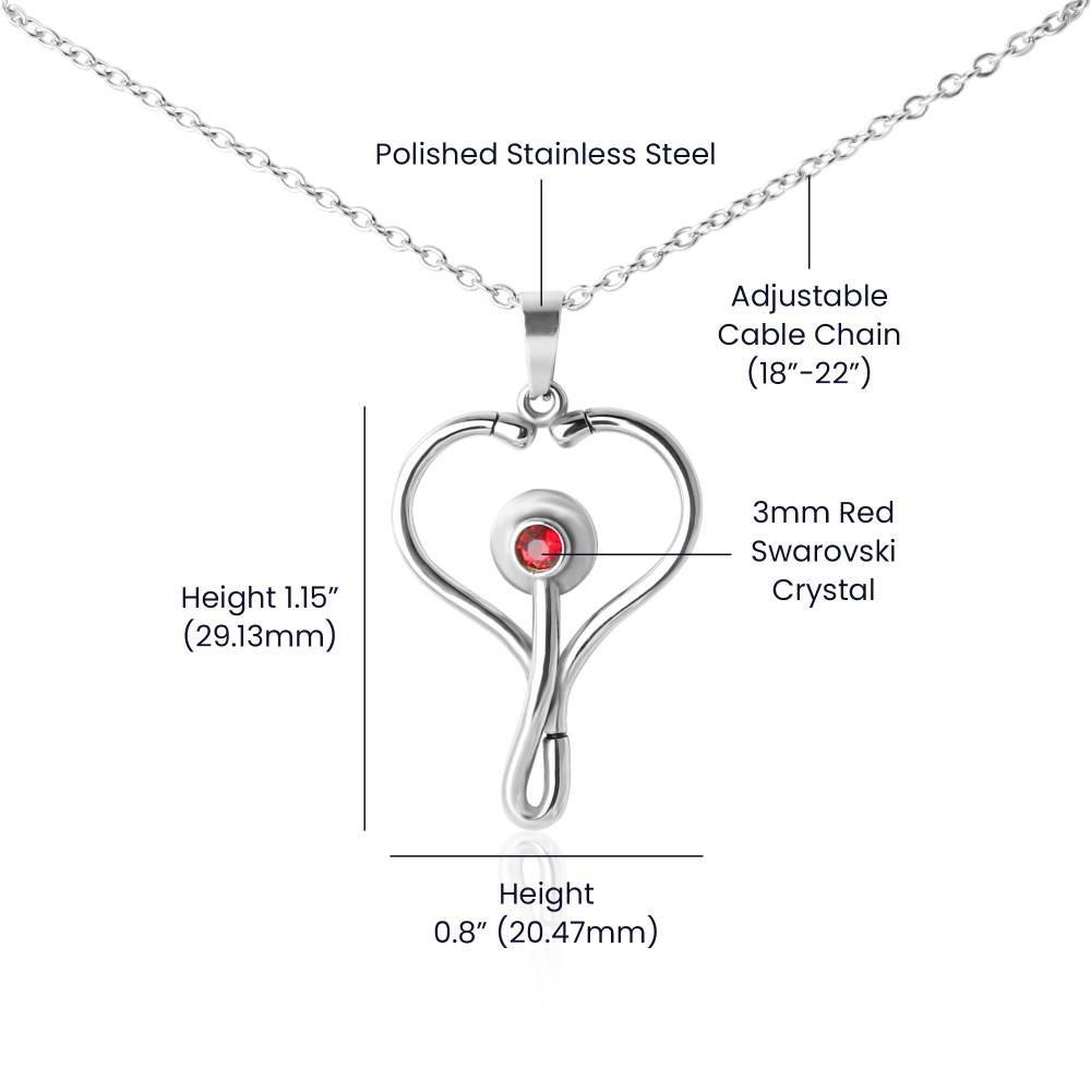 Proud Husband Gift for Nurse Wife - Stethoscope Necklace with Heartfelt Message