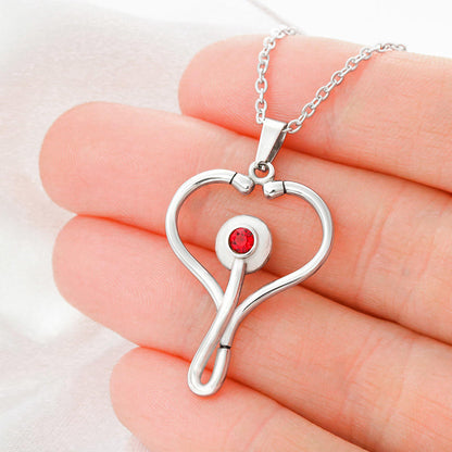 Nurse Mom Gift - Stethoscope Necklace with Heartfelt Mother's Day Message