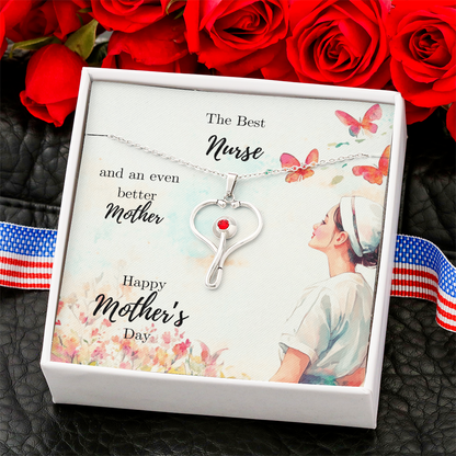 Nurse Mom Gift - Stethoscope Necklace with Heartfelt Mother's Day Message