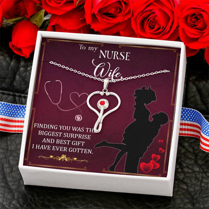 Nurse Wife Gift - Romantic Anniversary or Birthday Necklace with Message Card