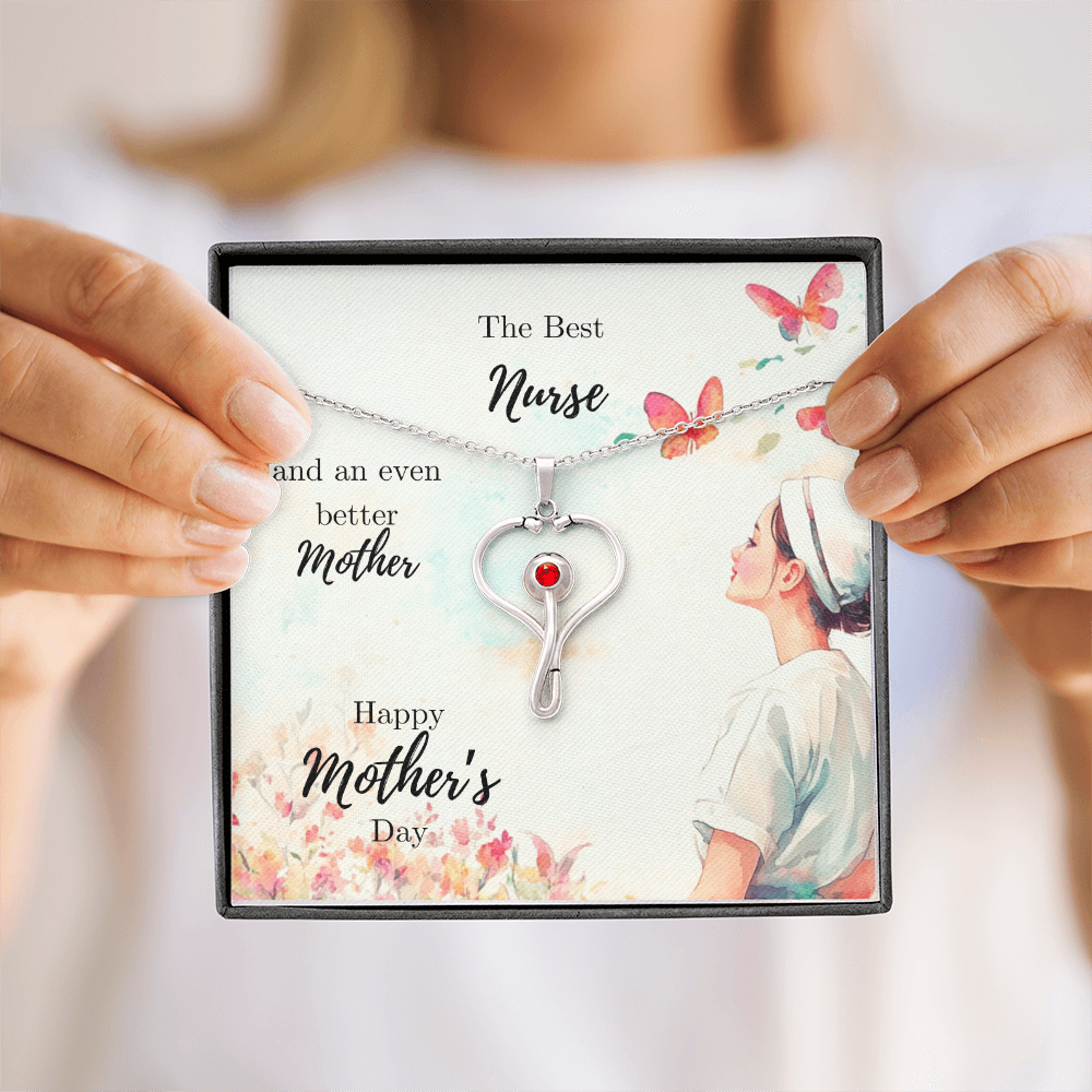 Nurse Mom Gift - Stethoscope Necklace with Heartfelt Mother's Day Message