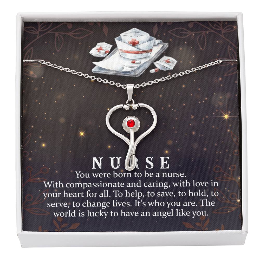 Nurse Appreciation Gift - Stethoscope Necklace with Inspirational Message Card for Nurses