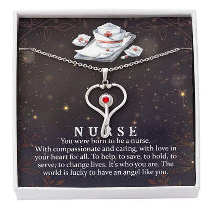 Nurse Appreciation Gift - Stethoscope Necklace with Inspirational Message Card for Nurses