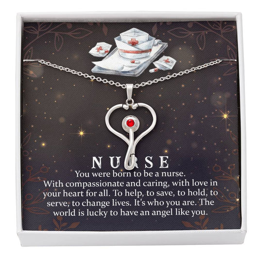 Nurse Appreciation Gift - Stethoscope Necklace with Inspirational Message Card for Nurses