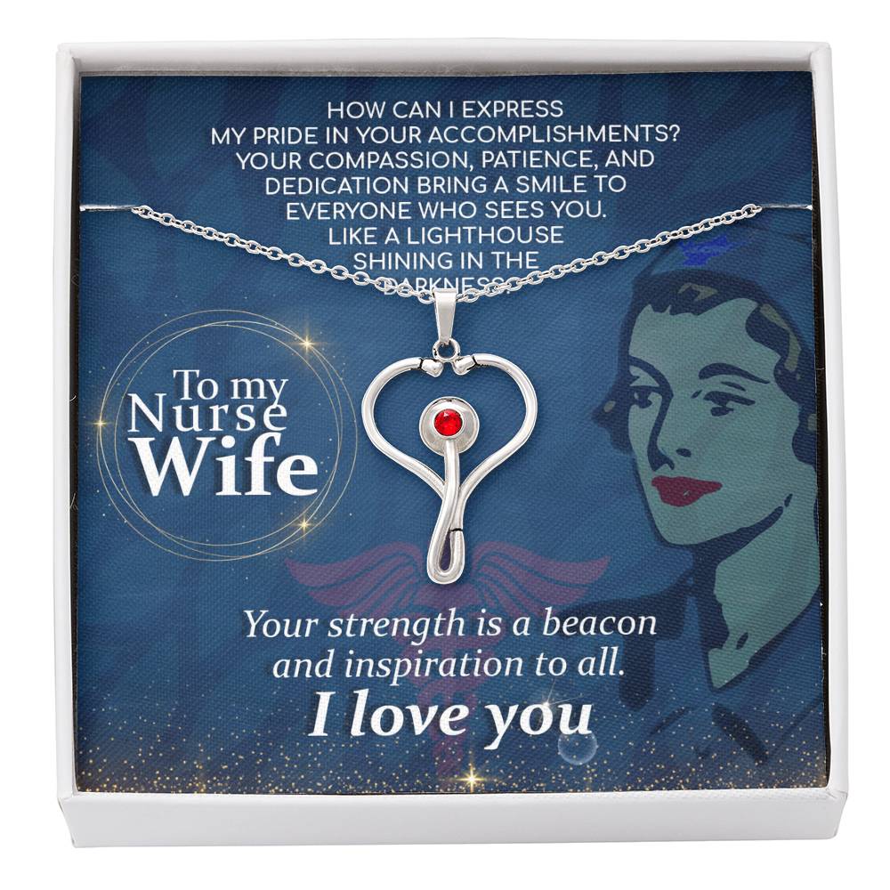 Proud Husband Gift for Nurse Wife - Stethoscope Necklace with Heartfelt Message