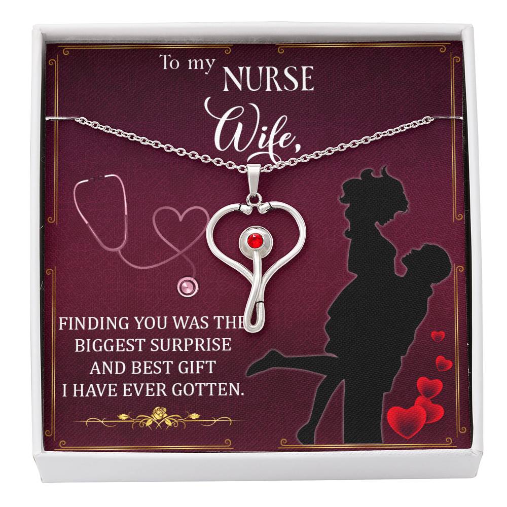 Nurse Wife Gift - Romantic Anniversary or Birthday Necklace with Message Card