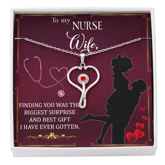 Nurse Wife Gift - Romantic Anniversary or Birthday Necklace with Message Card